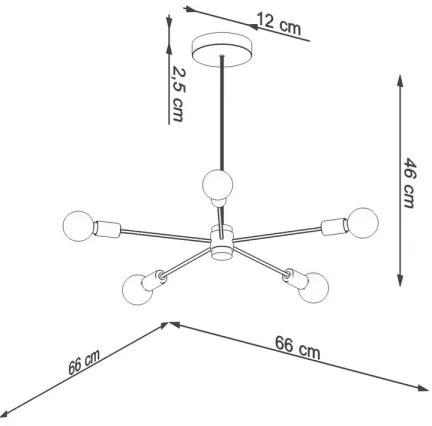 Sollux SL.1022 - Lampadario su palo LANGO 5xE27/60W/230V nero