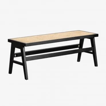 Panca Lali in legno di frassino e rattan Nero liscio - Sklum