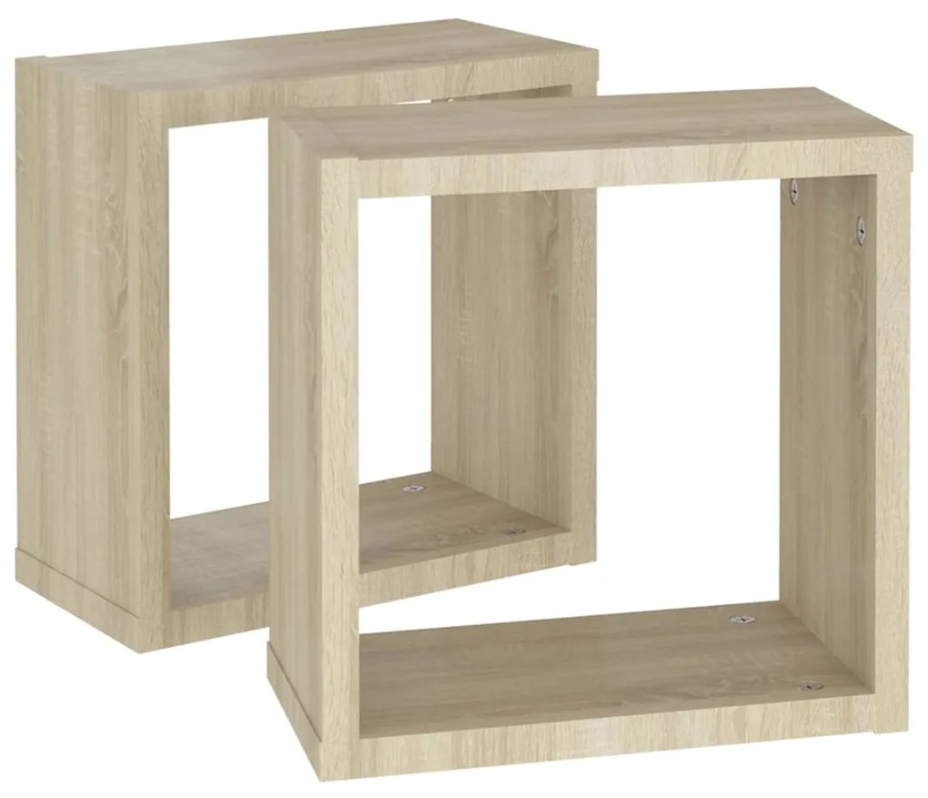 Mensole da parete a cubo 2 pz rovere sonoma 30x15x30 cm
