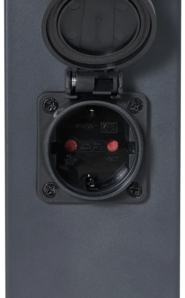 Lampada da esterno grigio scuro con vetro fumé 80cm IP44 con presa e sensore di movimento - Malios