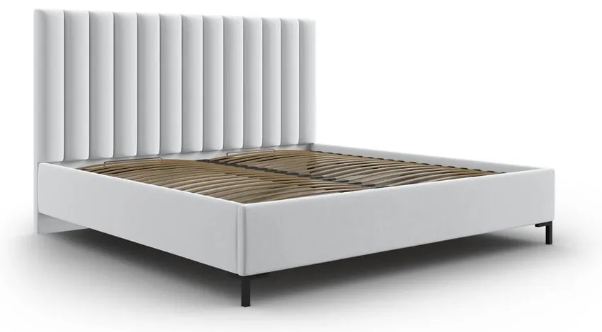 Letto matrimoniale imbottito grigio chiaro con contenitore con griglia 180x200 cm Casey - Mazzini Beds