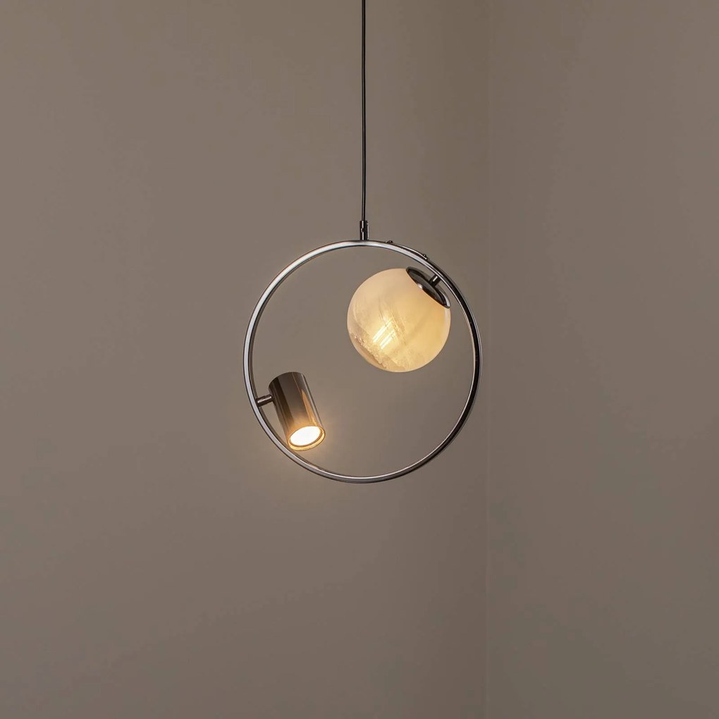 Lucea Lampada a sospensione Medo 1+1, nero-cromo. A 2 luci