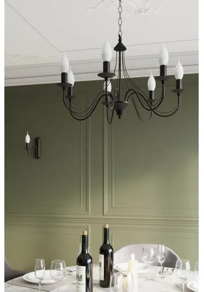 Lampadario a sospensione con catena MINERWA 5 5xE14/40W/230V nero