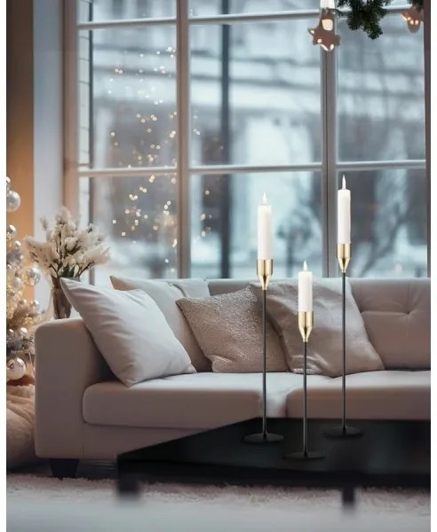 Set da 3 portacandele nero/oro