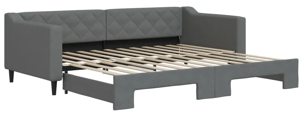 Divano letto con letto estraibile grigio scuro 90x200cm tessuto