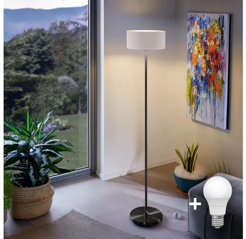 Lampada da terra LED TUNJA 1xE27/20W/230V Ø 30 cm nero/bianco