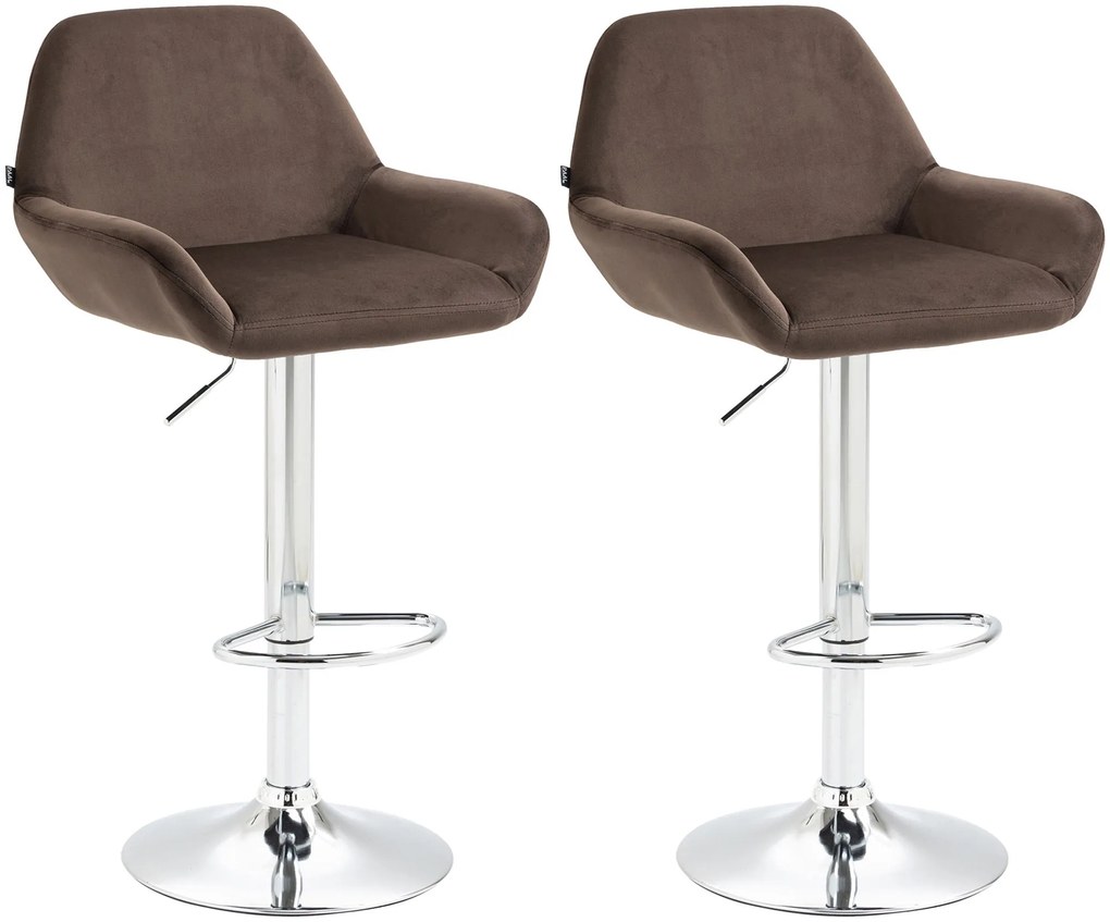 Set 2 Sgabelli Bar Braga İn Velluto / Creme / Metall İn Chromoptik