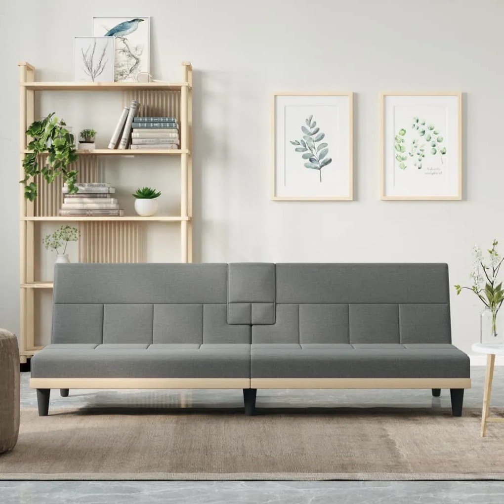 Divano Letto Con Portabicchieri İn Tessuto Grigio Scuro /