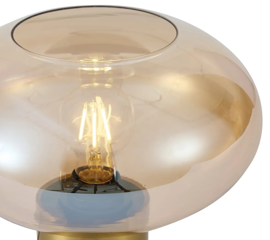 Lampada da tavolo di design in ottone con vetro ambrato - Umbrella