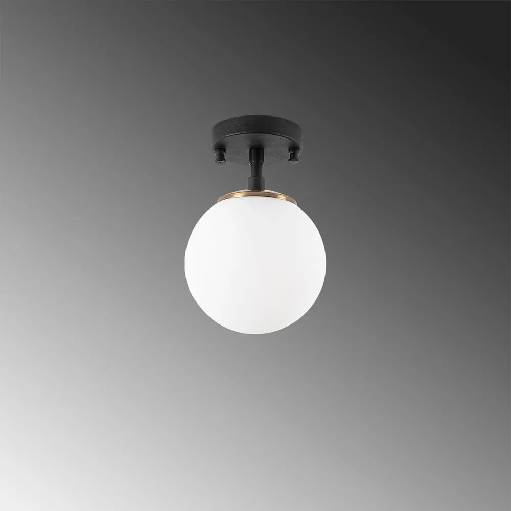 Lampada da soffitto bianca e nera con paralume in vetro ø 15 cm Atmaca - Opviq lights