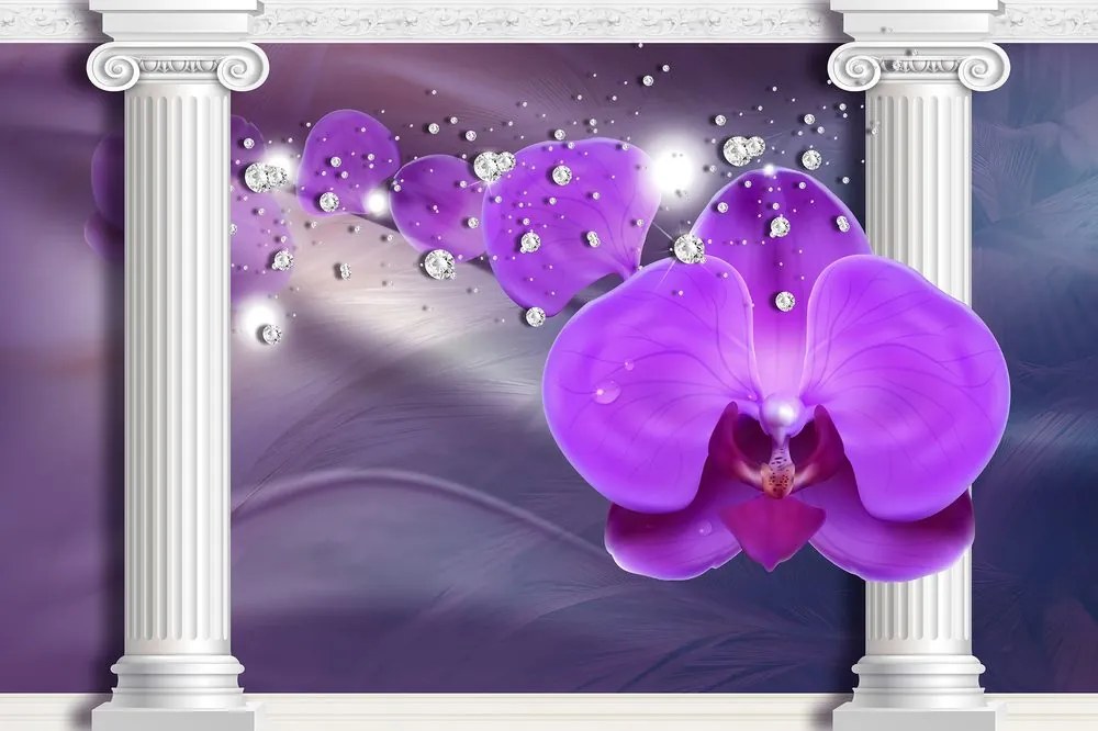 Carta da parati – Orchidea presso colonne greche