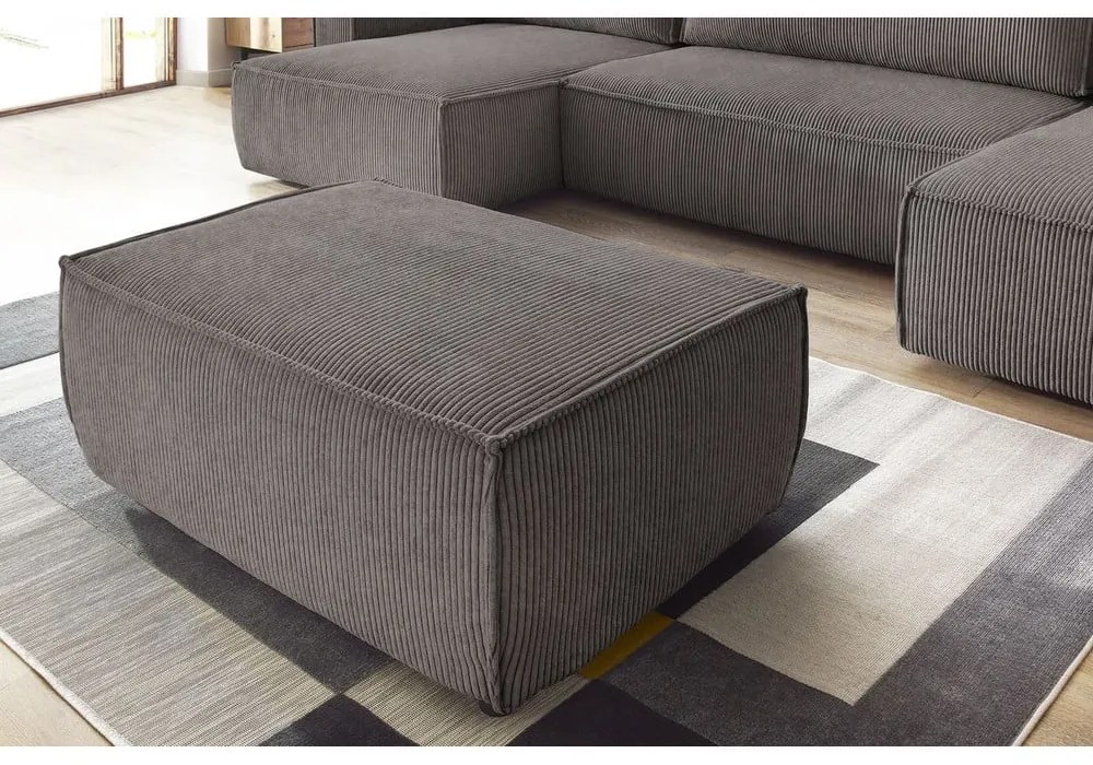 Poggiapiedi grigio tortora con rivestimento in velluto a coste Nihad – Bobochic Paris