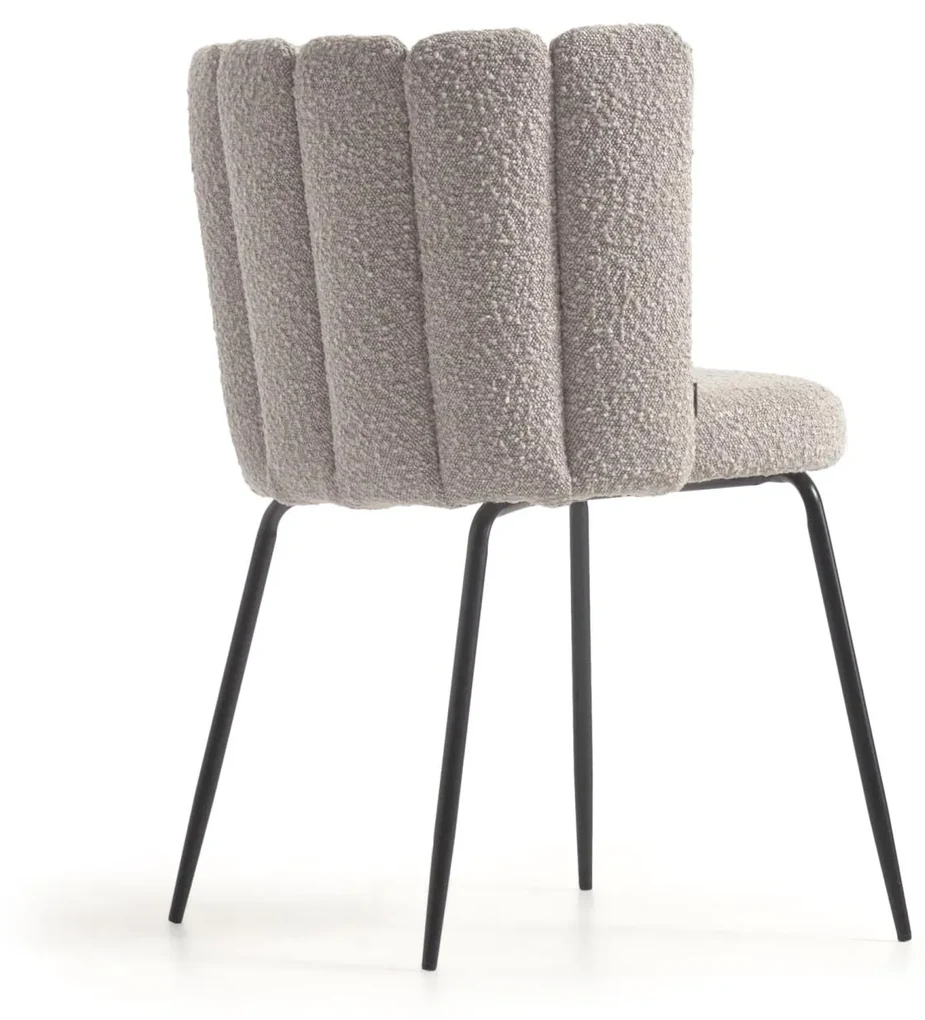 Kave Home - Sedia Aniela in shearling grigio chiaro e metallo con