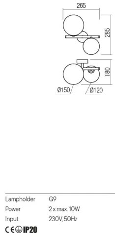 Redo 01-2778 - Applique ROY 2xG9/10W/230V