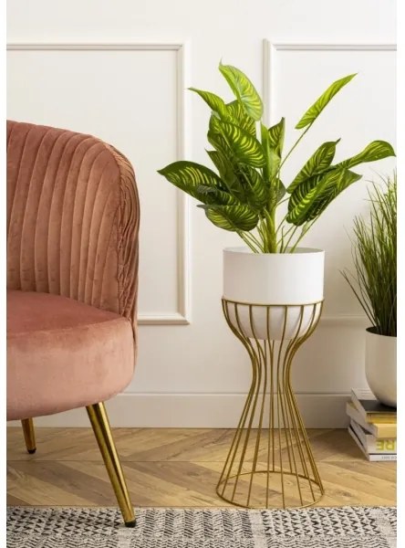 Vaso da fiori in metallo LOFT 46x20 cm oro/bianco