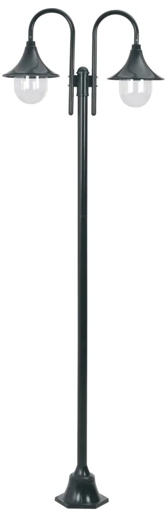 Lampione Da Giardino E27 220 Cm Alluminio 2 Lampade Verde Scuro /