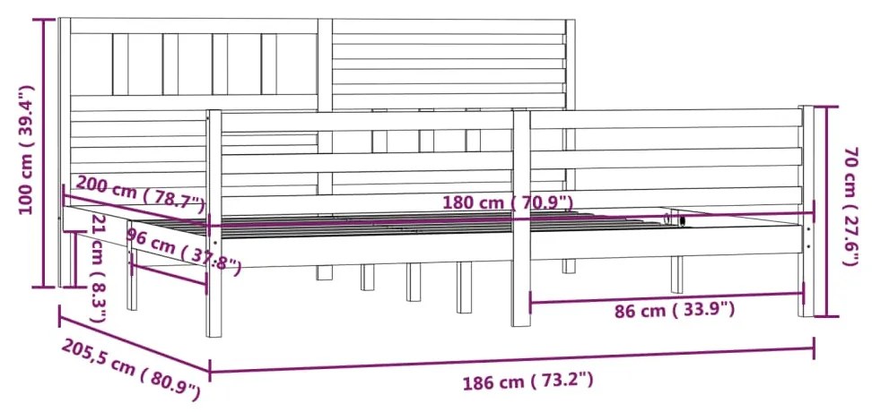 Giroletto Bianco 180x200 cm Super King in Legno Massello