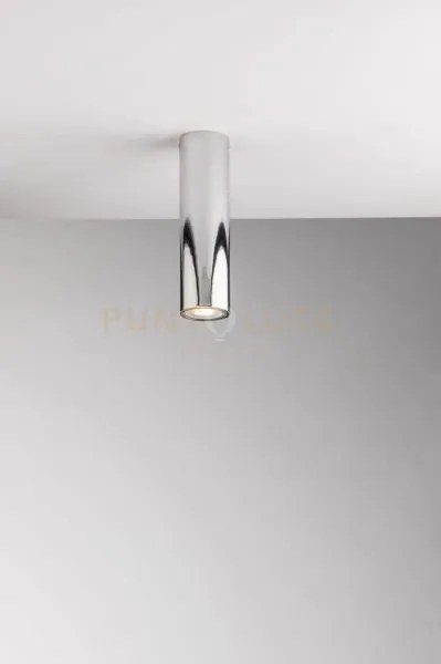 Plafoniera-faretto fluke tonda cromo 1 luce attacco gu10 5,5x5,5x20cm