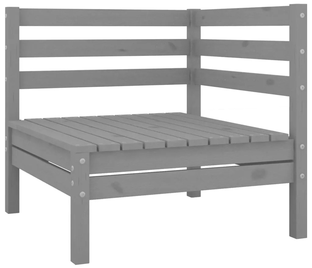 Set Salotto da Giardino 10 pz Grigio in Legno Massello di Pino