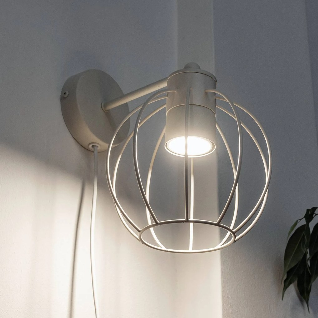 HELAM Applique STARLIGHT, bianco crema a 1 luce Ø 18 cm spina in metallo