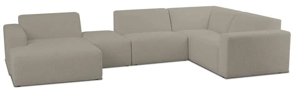 Divano angolare marrone chiaro in tessuto bouclé (a U) Roxy - Scandic