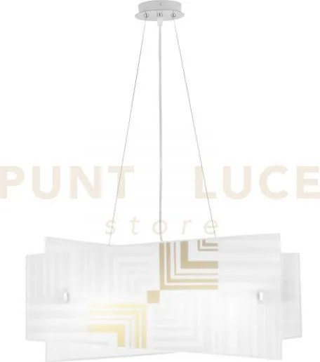Lampadario a sospensione seventy bianca 4 luci attacco e27 60x20x13...