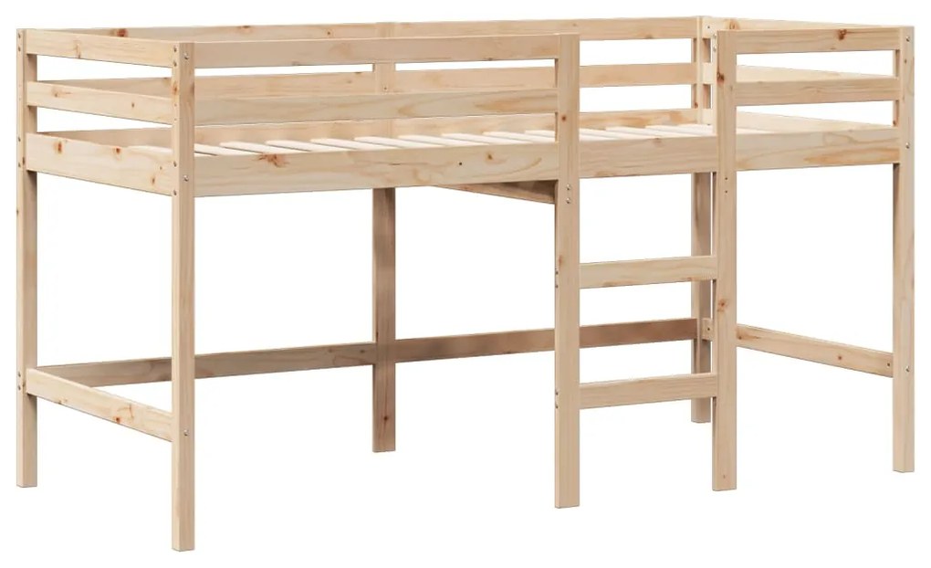 Letto a soppalco con tetto 75x190 cm in legno massello di pino