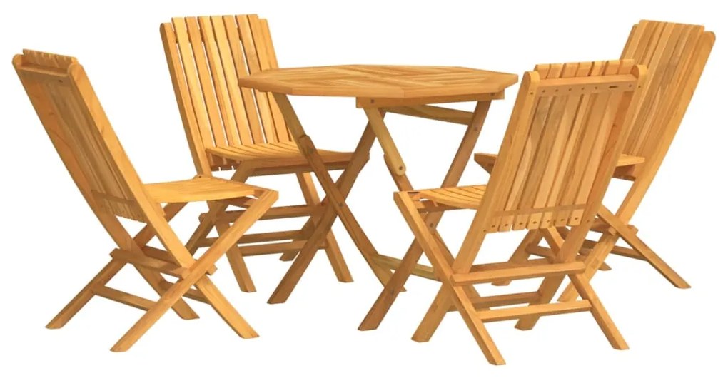 Set da pranzo per giardino 5 pz in legno massello di teak