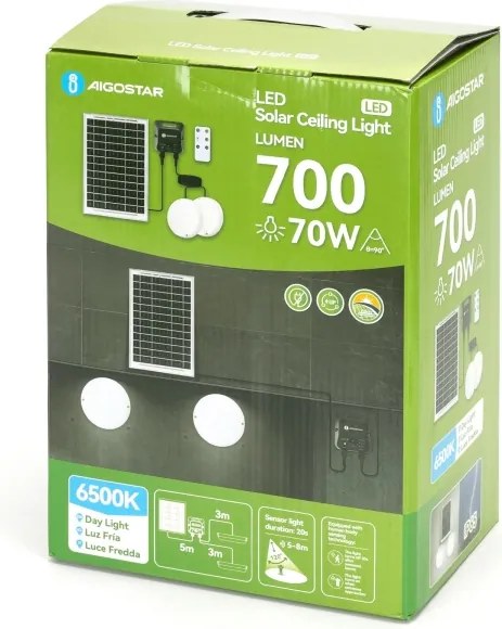 Aigostar - Plafoniera solare a LED 2x LED/35W/3,7V 6000 mAh IP65 + telecomando