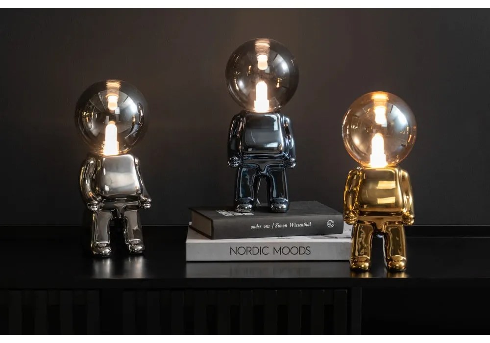 Lampada da tavolo dimmerabile a LED in argento con paralume in vetro (altezza 27 cm) Ross - Leitmotiv