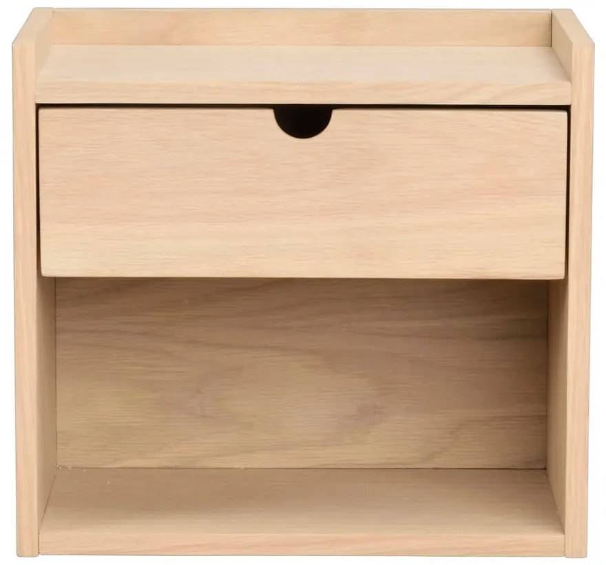 Comodino sospeso con ripiani in legno di quercia in colore naturale Hillmond - Rowico