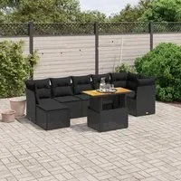 Set Divani da Giardino con Cuscini 8 pz Nero in Polyrattancod mxl 89187