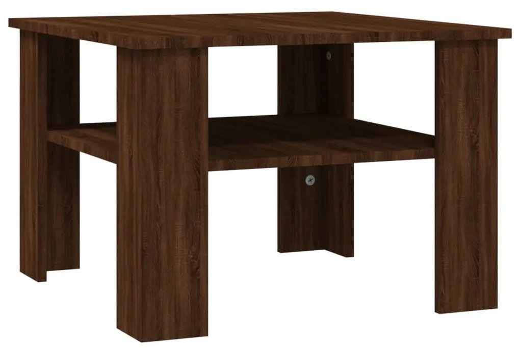 Tavolino salotto rovere marrone 60x60x42 cm legno multistrato