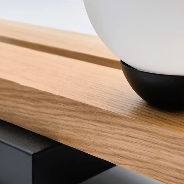 Lampadario a sospensione con filo CORTINA 2xE27/15W/230V + 2xG9/5W/230V nero/quercia