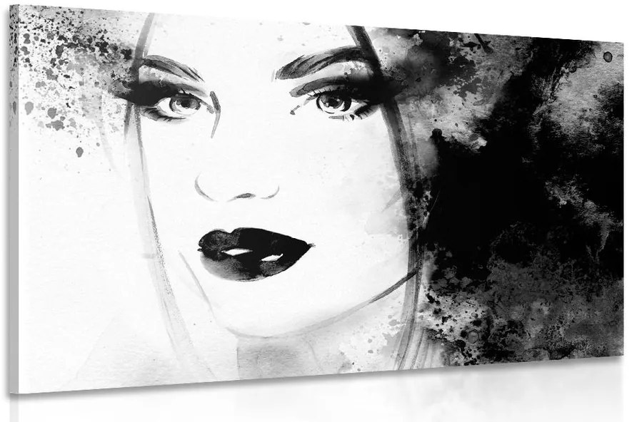 Quadro su tela – Ritratto femminile di moda in bianco e nero
