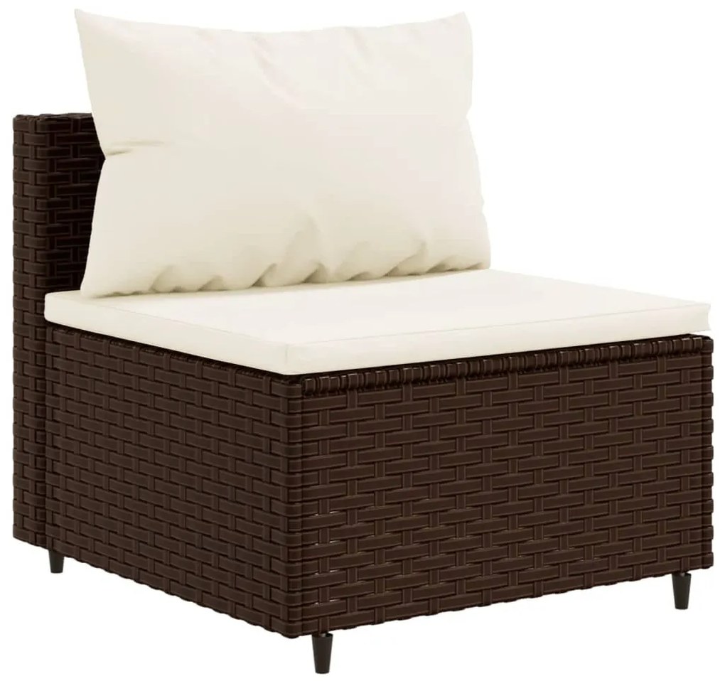 Set divani da giardino 10pz con cuscini in polyrattan marrone