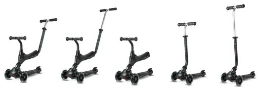 QPlay - Monopattino per bambini con ruote LED 5 in 1 SEMA PRO nero