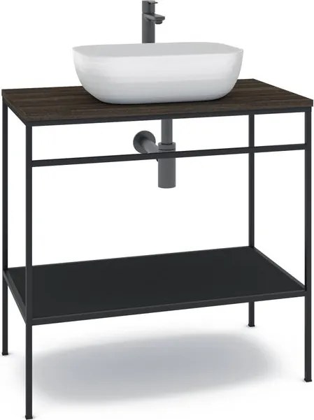 Mobile bagno da terra con lavabo L 80 x H 92 x P 45.5 cm nero per vasca centrale Outline