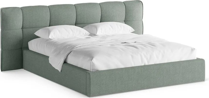 Letto matrimoniale imbottito color menta con contenitore con rete inclusa 200x200 cm Eric – Micadoni