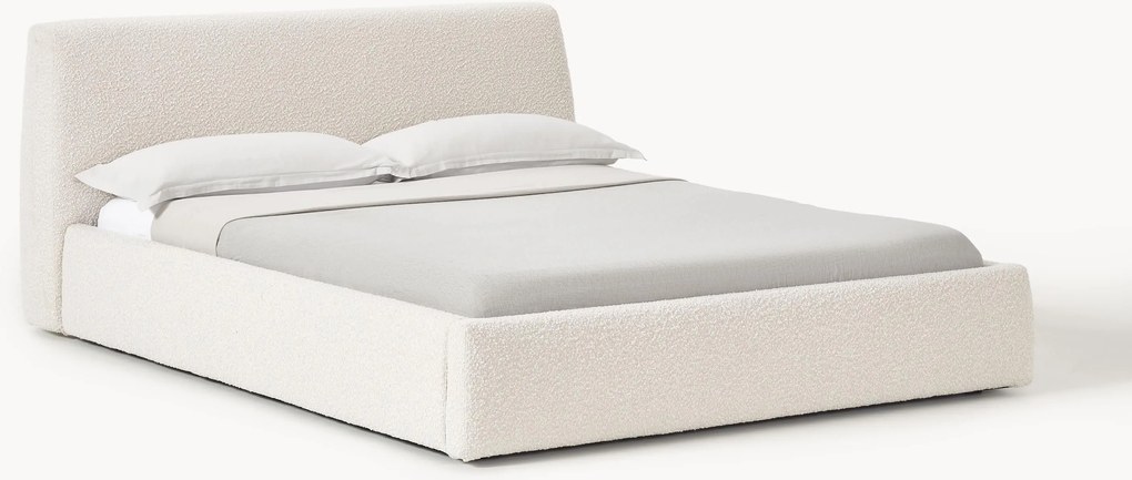 Letto imbottito in bouclé con contenitore Cloud