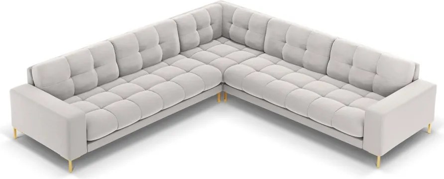Divano angolare Bali 6 posti in velluto con gambe oro - L256cm
