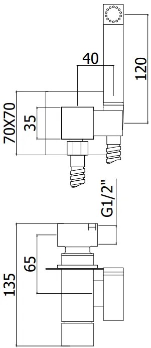 Paffoni Tweet Square Zdup112 set doccetta per bidet quadro nero opaco