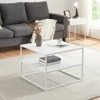 Tavolino Basso da Soggiorno Solund a 2 Piani di Appoggio 60x60x45 cm Bianco opaco [en.casa]