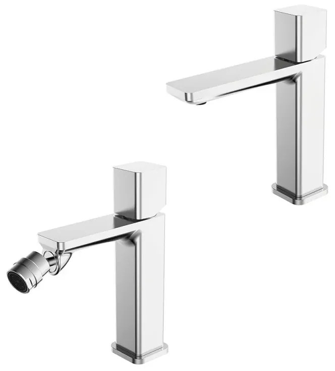 Set di rubinetti lavabo e bidet con manopola e scarico incluso Lotus