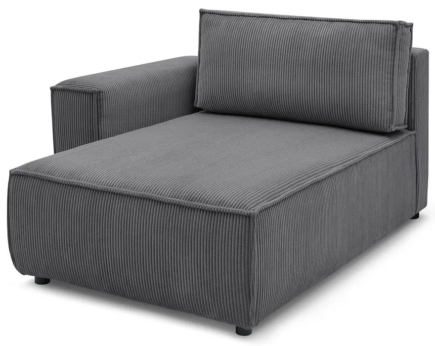 Modulo divano in velluto a coste grigio scuro, angolo sinistro Nihad modular - Bobochic Paris