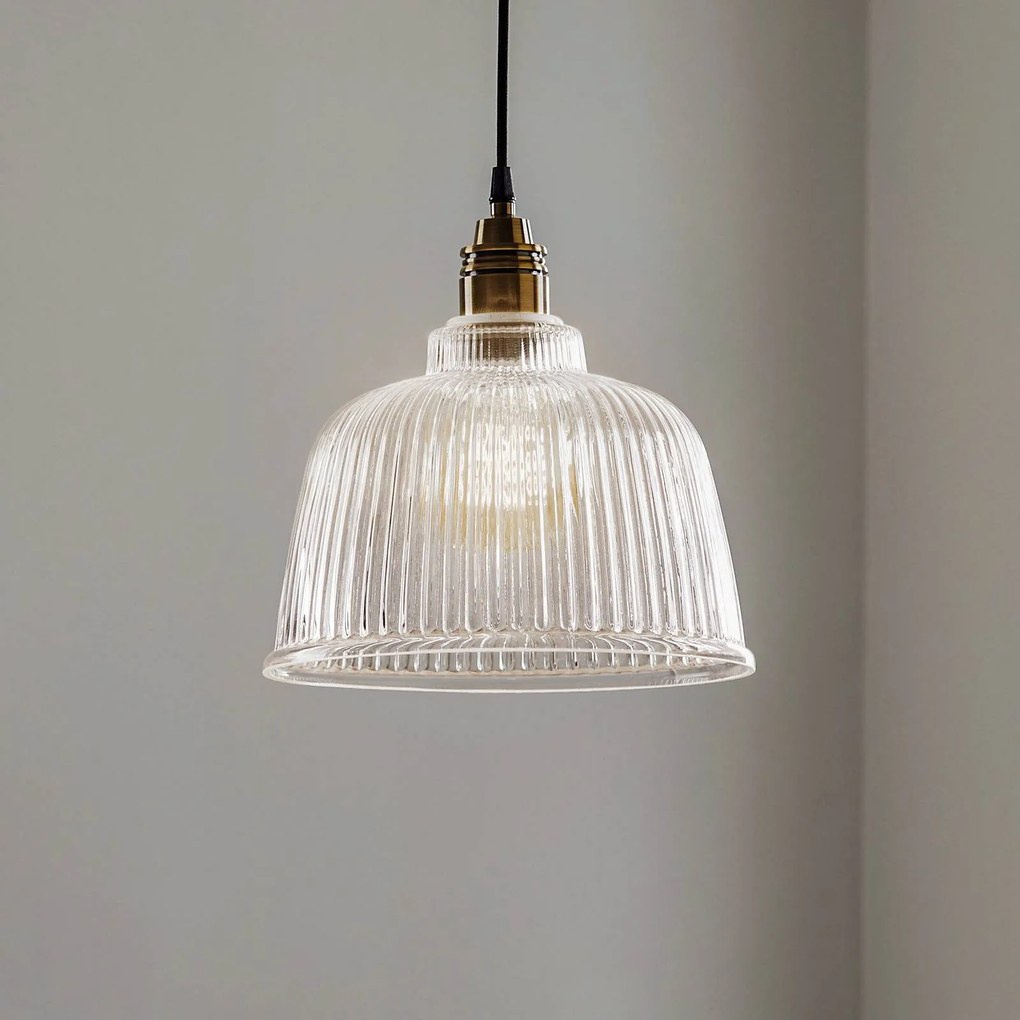 Euluna Leana lampada a sospensione, vetro, 1 luce, ottone