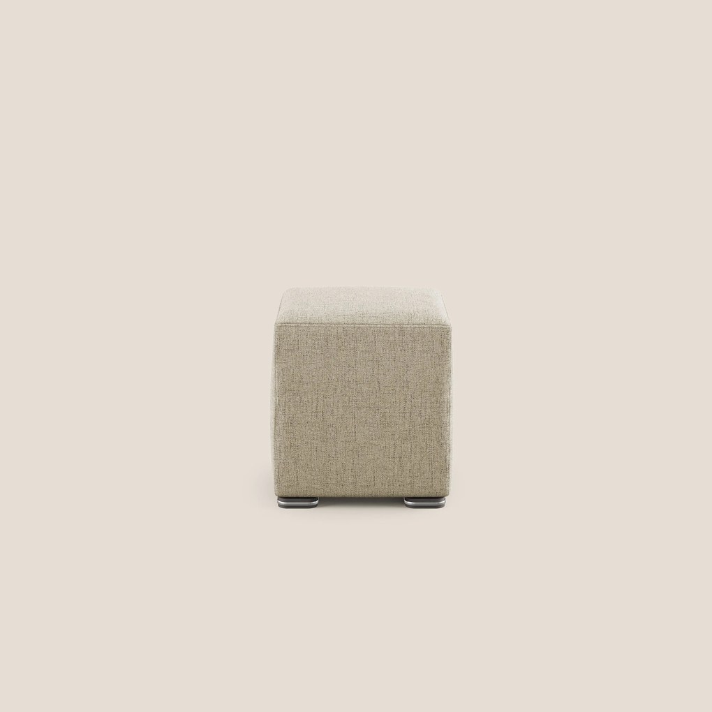 Cube pouf in tessuto morbido impermeabile T03 beige