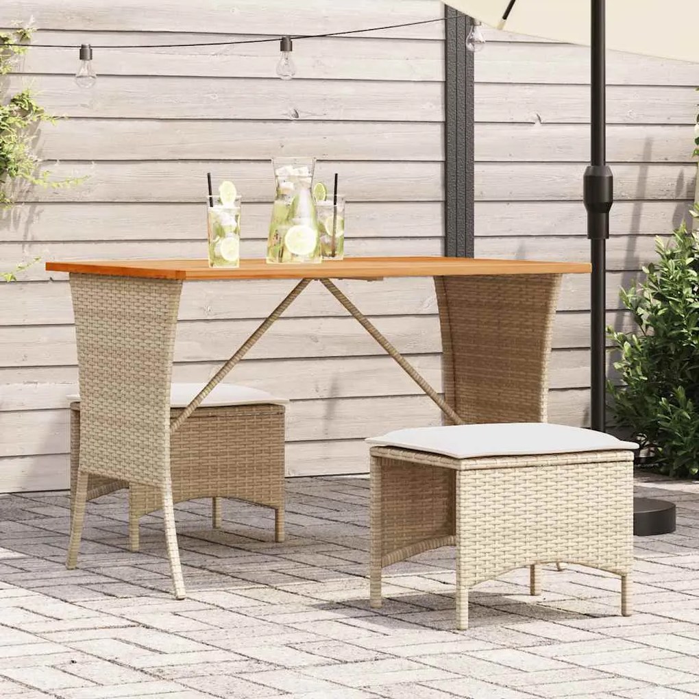 Set Da Pranzo Da Giardino 3 Pz Con Cuscini Beige İn Polyrattan /