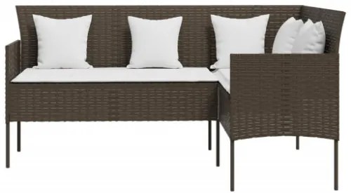 Set Mobili 5 Pz Divano a L con Cuscini in Polyrattan Marrone