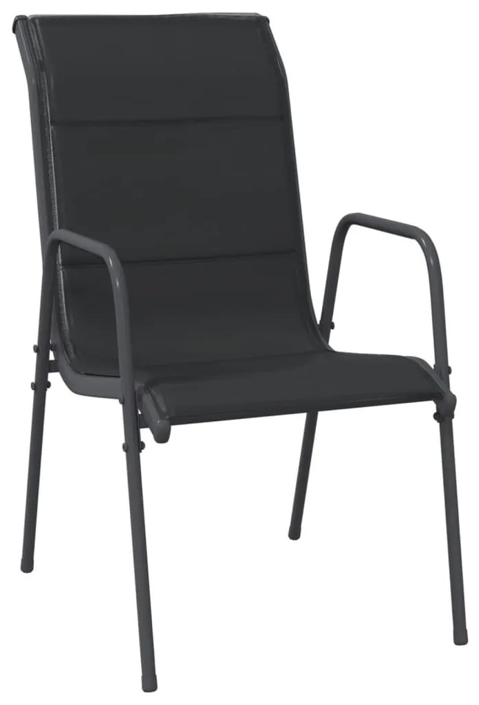 Set da pranzo da giardino 5 pz nero in acciaio e textilene
